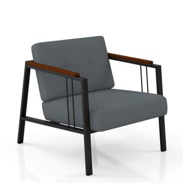 Imagem de Poltrona Decorativa Pomezia Estilo Industrial Preto/cinza - M.a