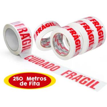 Imagem de Kit Combo 5 Fitas Adesiva Cuidado Frágil Grossa Larga 48mm - Koretech