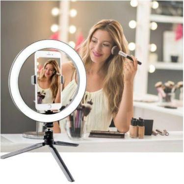 Imagem de Iluminador Ring Light 7,9 Polegadas 3 Cores 20Cm Luz com Tripé De Mesa