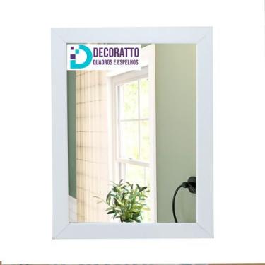 Imagem de Espelho 15x21 Moldura branca para casa, decoração, sala, banheiro. - D