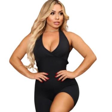 Imagem de Macaquinho Macacão Curto Poliamida Feminino Suplex Fitness Academia E 