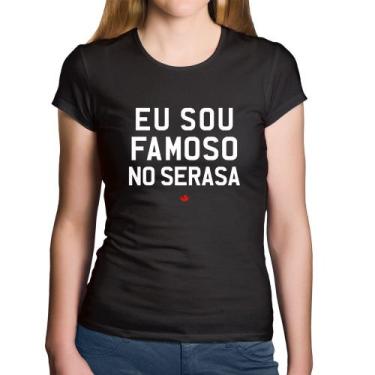 Imagem de Baby Look Algodão Eu sou famoso no Serasa - Foca na Moda, Preto, P