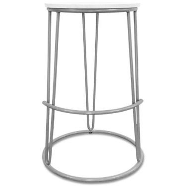 Imagem de Banco Banqueta Média Industrial Dinamarca Em Aço Balcão Bar Cozinha Pr