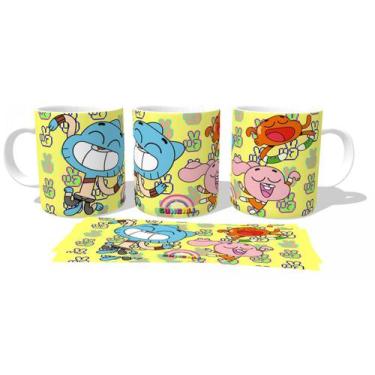 Imagem de Caneca polimero plástico copo  incrível mundo Gumball paz e amor - Emp