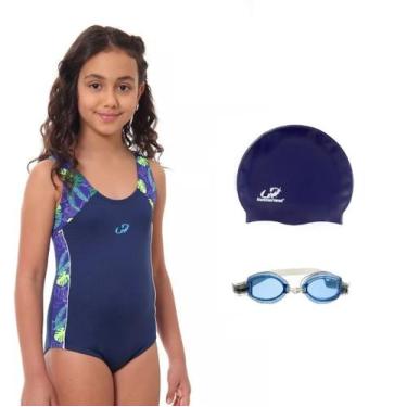 Imagem de Kit Maiô Com Detalhe Infantil, Óculos UV e Touca Natação GH03JR Hammer