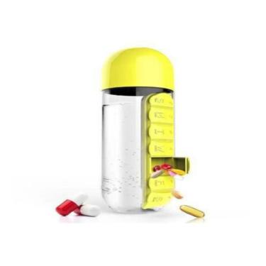 Imagem de Garrafa Esporte Água Compartimento De Remédio Vitamina 600ml - Jfan St