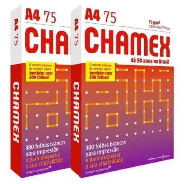 Imagem de 2 Pacotes Papel Sulfite Oficio Chamex A4 Office 300 Folhas