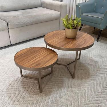 Imagem de Conjunto Mesa de Centro Redonda Dallas Amadeirado - BELI HOUSE, Champa