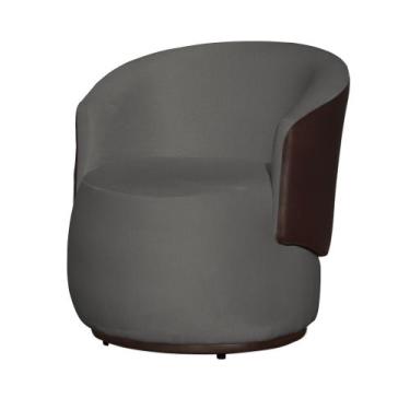 Imagem de Poltrona Bia Redonda com Composê Suede Cinza e material sintético Marr