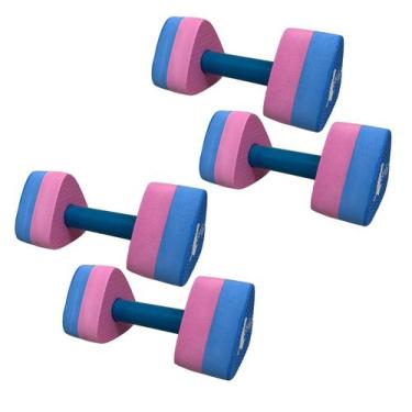 Imagem de Kit 2 Pares Halteres Hidroginástica em EVA DF1091-R P 1 à 2kg   Azul/R