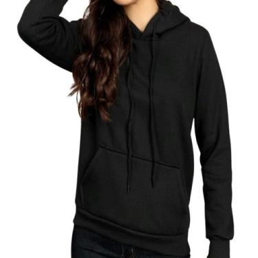 Imagem de Blusa de Frio Feminina com Capuz Bolsa Canguru - Maravs, P, Preto