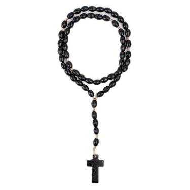 Imagem de Terço de Madeira 42 cm com Crucifixo Conta 8 mm Preto - Lua Mística - 