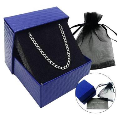 Imagem de Corrente Prata 925 Masculina Fina 3mm Cordão Grumet 70cm Escama de pei