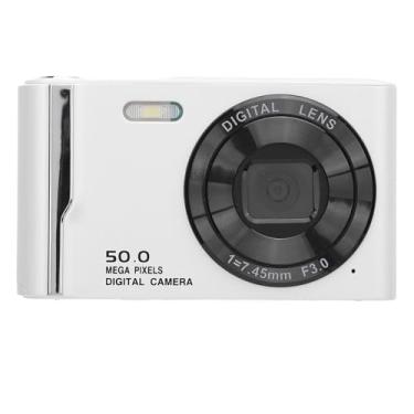 Imagem de Câmera Compacta Câmera Digital de 50 MP, Zoom 4K HD 16x, Câmera Pequena Com Flash, Tela LCD de 2,8 Polegadas para Viagens (Branco)
