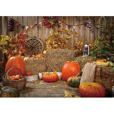 Imagem de MAQTT 2,1 x 1,5 m, tema de outono, dia de Ação de Graças, cenário de fotografia, celeiro, cabana, abóbora e colheita de maçã, para decoração de festa, folhas de bordo, palheiro, adereços para fotos