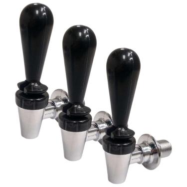 Imagem de Torneira Preta e Prata Para Torre de Chopp Chopeira Marcbeer Marchesoni - 3 Unidades