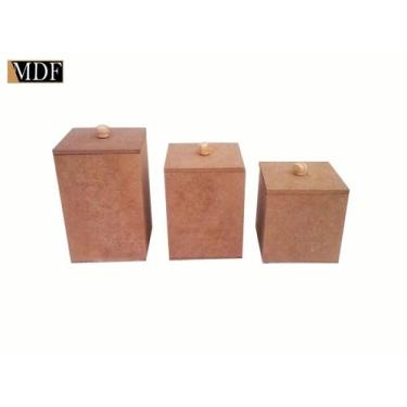 Imagem de Jogo 3 Potes Bebê Liso Mdf Madeira - ATACADÃO DO ARTESANATO MDF