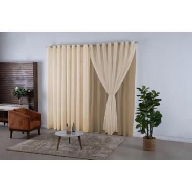 Imagem de Cortina Voal Varão Voal Sala Quarto 4 Metros E Forro Microfibra Varias