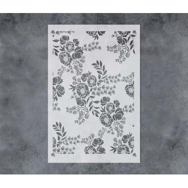 Imagem de GSS Designs Estênceis de flores floridas para pintura em tela de madeira, papel, tecido, parede, estênceis de parede de flores grandes, 40,6 x 61 cm, estênceis florais reutilizáveis para pintar flores