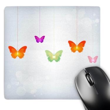 Imagem de 3dRose LLC Mouse pad com borboletas pendentes laranja, verde, roxo e rosa (mp_78668_1)