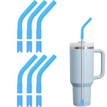 Imagem de 6 pontas de canudo de silicone para copo Stanley - pontas de borracha reutilizáveis para metal e canudos de 0,31 polegadas (diâmetro externo de 8 mm) (azul)