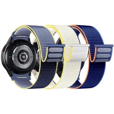 Imagem de Chinber Pacote com 3 pulseiras de nylon femininas e masculinas compatíveis com Samsung Galaxy Watch 7 6 5 4 FE de 40 mm e 44 mm/Galaxy Watch 6 4 mm/Galaxy Watch 6 4 mm/Galaxy Watch 6 4 mm/Galaxy Watch