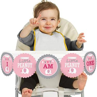 Imagem de Big Dot of Happiness Elefante rosa 1st Birthday - I Am One - Banner para cadeira alta de primeiro aniversário