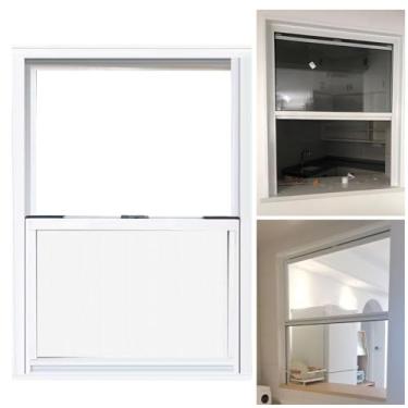 Imagem de Substituição de janela deslizante de porão de 30,5 x 71 cm, janela de ventilação vertical de alumínio, janela de isolamento acústico branco com tela para casas móveis chuveiros galinheiro