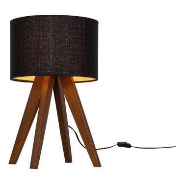 Imagem de Abajur Luminária De Mesa Bivolt Madri Com Pés De Madeira  - Mobigu, Pr