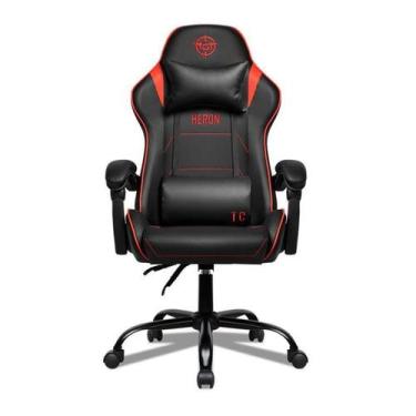Imagem de Cadeira Gamer TGT Heron TC Espuma Moldada Até 120kg Preto e Vermelho -