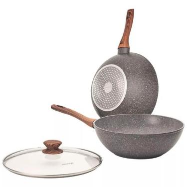 Imagem de Wok c/ Tampa In Style Cook Grafito 28cm Indução Fundo Triplo - Mimo St
