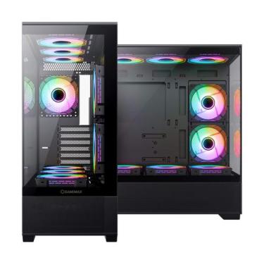 Imagem de Gabinete Gamemax Mid Tower Atx Vidro Vista Preto 3 Fans