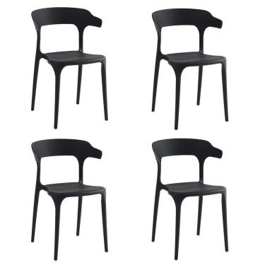 Imagem de Conjunto com 4 Cadeiras Valéria 74,5cm X 49cm X 48,5cm Preto