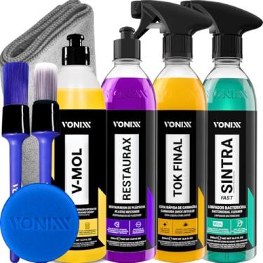 Imagem de Kit Lavagem Automotiva Completa Cera Carnauba Tok Final V-mol Revitalizador de Plasticos Restaurax Sintra fast Vonixx