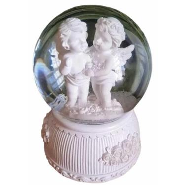 Imagem de Luminaria Abajur Anjo Da Guarda Globo Cristal Toca Música 20cm - Althe
