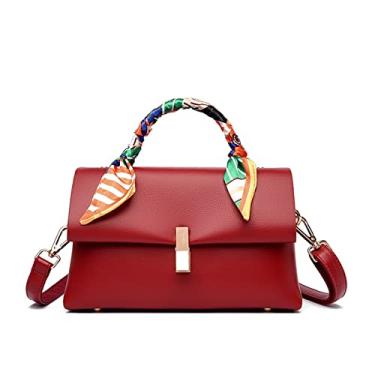 Imagem de Bolsas de mão de luxo bolsas tiracolo para mulheres Saddle Bag de couro transversal ombro bolsa mensageiro para mulheres(Red)