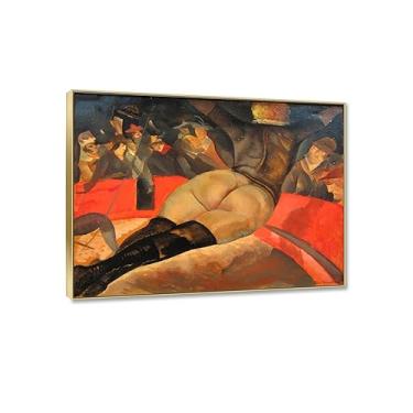 Imagem de Moldura dourada - arte de parede famosa em tela - Boris Dmitrievich Grigoriev Reproduções de pintura a óleo Giclee Impressão em tela - Pôster "no circo" Imagens de paisagem para decoração de quarto 50