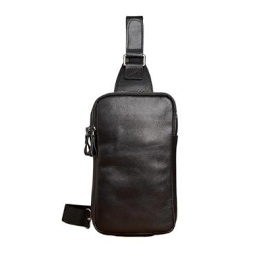 Imagem de Bolsa de peito masculina de couro genuíno, bolsa de cintura, bolsa mensageiro, bolsa de ombro, casual, bolsa crossbody masculina de couro