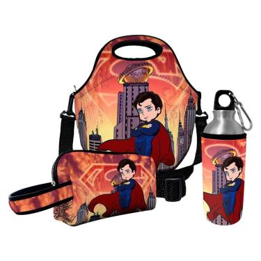 Imagem de Kit Escolar Infantil Lancheira Térmica + Necessaire Plus + Squeeze de Alumínio – ISOPRENE – Me-Unissex