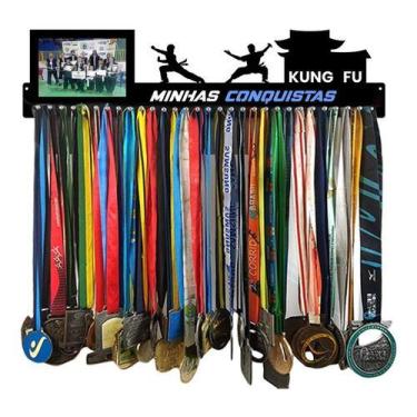 Imagem de Porta Medalha Kung Fu  Masc Porta Retrato P/até 100 Medalhas - QUADRO 