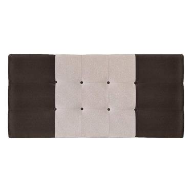 Imagem de Painel Estofado Nina 164 Cm Cama Box Quarto Casal Queen Size Suede Marrom/bege