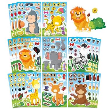 Imagem de Adesivos para crianças, 24 folhas de adesivos Make-a-face, faça sua própria mistura e combine, misture e combine adesivos de rosto de animal para crianças de 2 a 4, 3 a 5, 4 a 8 anos, lembrancinhas de