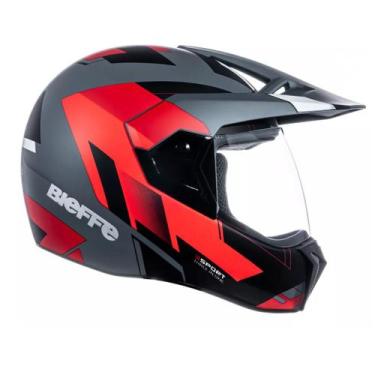 Imagem de Capacete 3 Sport React Cinza Dark Fosco Vermelho - Bieffe, Vermelho, 5