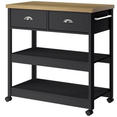 Imagem de Aparador Carrinho Café 2 Gavetas 85 cm BA135 Preto Dtall