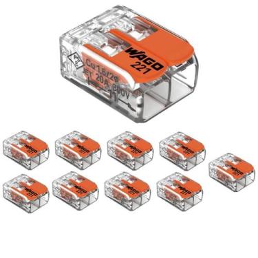 Imagem de 10 Conectores Emenda Cabo Alavanca 4mm 2P - Wago 221-412
