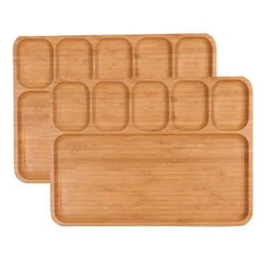 Imagem de Kit 2 Tábuas Petisqueira Com Divisoria Elgante Bambu Resistente - CASA