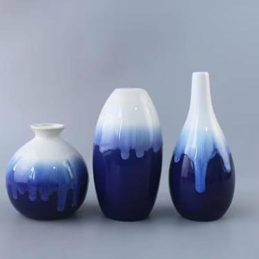 Imagem de 3PCS Mini vaso de cerâmica para vasos de porcelana envidraçados de transmutas de forno de novidade, vasos de porcelana envidraçada, vasos decorativos elegantes da fazenda moderna para decora