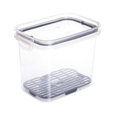 Imagem de Pote Hermético Travas Escorredor 1,8L Transparente Preto Mantimentos T