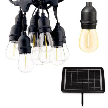 Imagem de Varal Solar 20 Lampadas 12 Metros Placa Solar LED Filamento Cordao Festa Casamento Aniversario Jardim Quintal Decoraçao Ambiente Externo