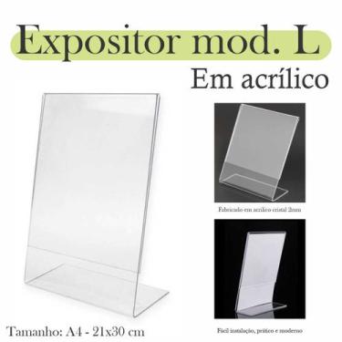 Imagem de 10 Display L Expositor 21x30 Acrílico Cardápio Pix Qr A4 ver - INDÚSTR